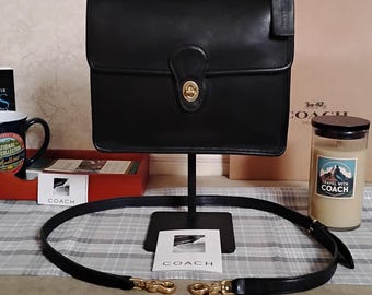 Vintage Coach Willis Bag Black Brass Style - 9927 Original Strap, Hang Tag