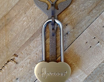LoveLocks DIY Hasp with Love Lock, Wedding Love Locks, Ceremony LoveLock, Wish Lock, Engraved Padlock, Lock Holder, Wedding Lock