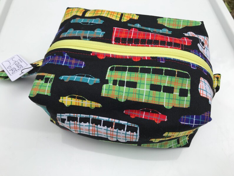 Medium Treasure Bag Cars and Trucks and Things in Plaid