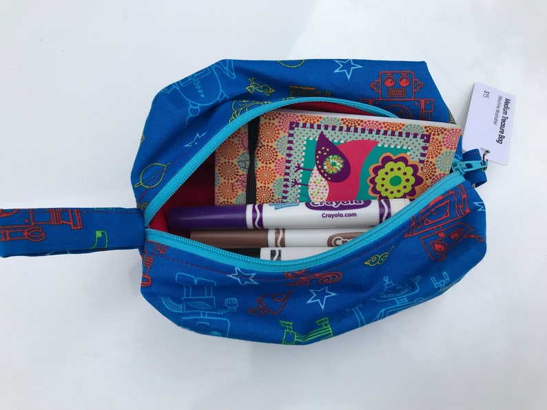 Medium Treasure Bag Cars and Trucks and Things in Plaid