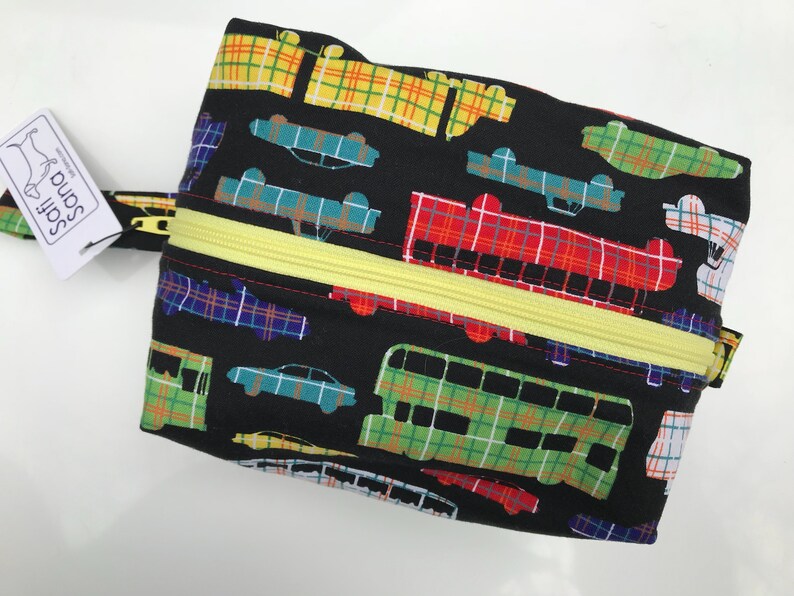 Medium Treasure Bag Cars and Trucks and Things in Plaid