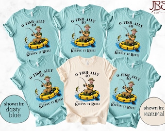 Custom Face Fishing Birthday Shirt O-FISH-ALLY 40 Birthday Party Shirt Keeping it REEL Birthday Tee Matching Family Birthday TShirts C173