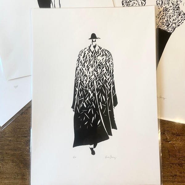 Minimalist fashion print | Original art | Linocut in A3 (unframed)