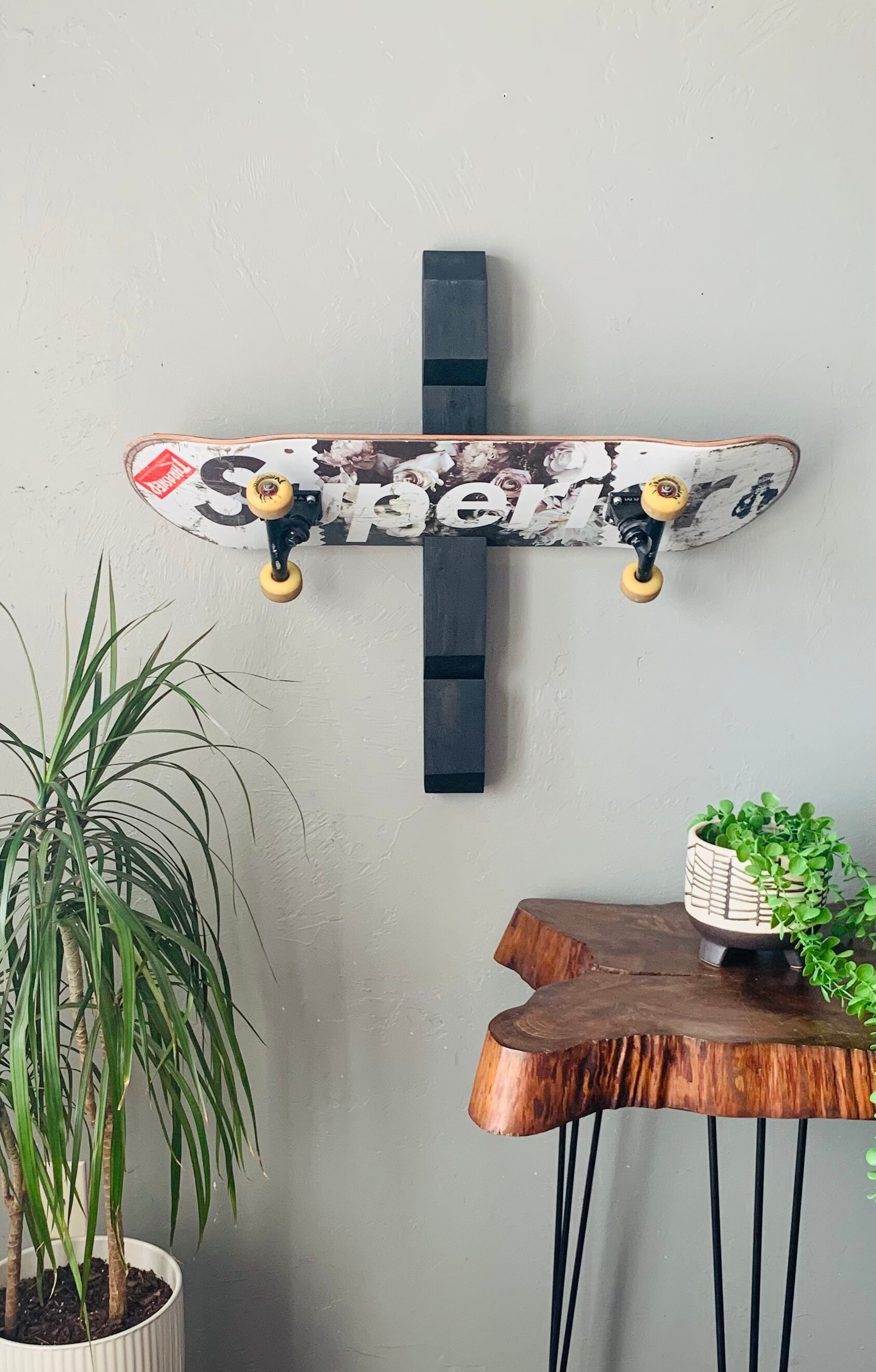 Wall Mounted Skateboard or Snowboard Holder Organizer Rack