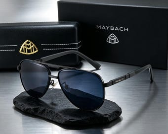 Maybach Style Large Frame Sunglasses, Luxury Oversized UV400 Polarized Shades for Men Women, Premium Designer Driving Outdoor Eyewear