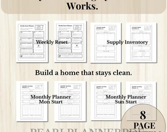 Cleaning Schedule BUNDLE - PRINTABLE Spring Cleaning Checklist - Weekly + Monthly Cleaning Planner - Guided + Blank - Letter + A5 PDF