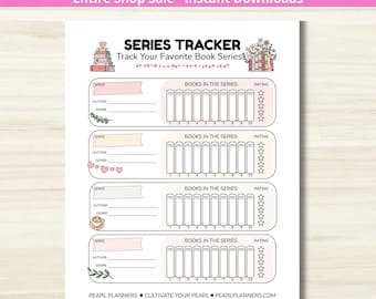 Book Series Tracker Printable — Track Every Series, Author and Rating — Letter + A5 PDF