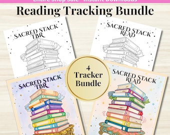 Book Tracker BUNDLE - Printable Reading Journal Pages - TBR List + Read Tracker - 10 Book Stack - Letter + A5 PDF