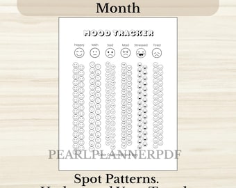 Mood Tracker - PRINTABLE Color In Mood Chart - Monthly Mood Log - Emoji Mood Tracker - Spot Mood Patterns - Letter + A5 PDF