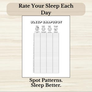 Sleep Tracker - PRINTABLE Sleep Quality Snapshot - 30 Day Sleep Rating - Monthly Sleep Overview - Color In - Letter + A5 PDF