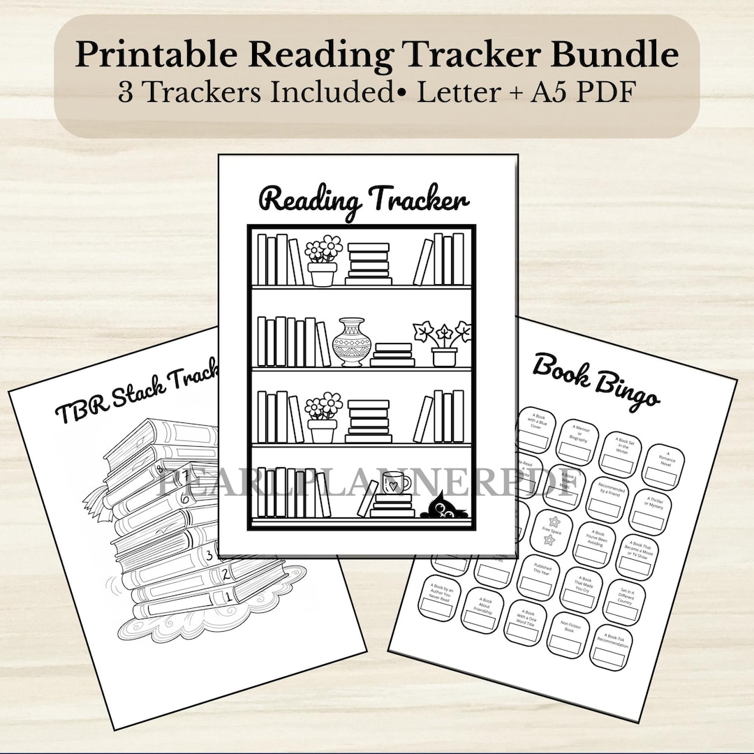 Book Tracker BUNDLE - PRINTABLE Reading Journal Pages - TBR List - Book ...