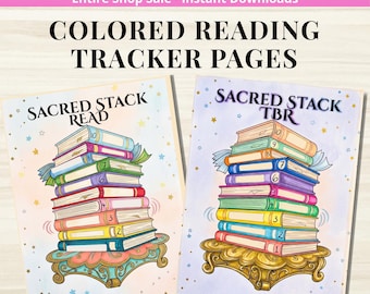 Book Tracker BUNDLE - PRINTABLE Reading Journal Pages - TBR List + Read Tracker - Colored Book Stack - Reading Planner Set - Letter + A5 pdf