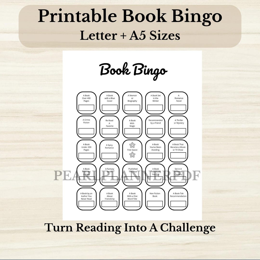 Book Bingo - PRINTABLE Reading Challenge - Book Tracker Printable ...