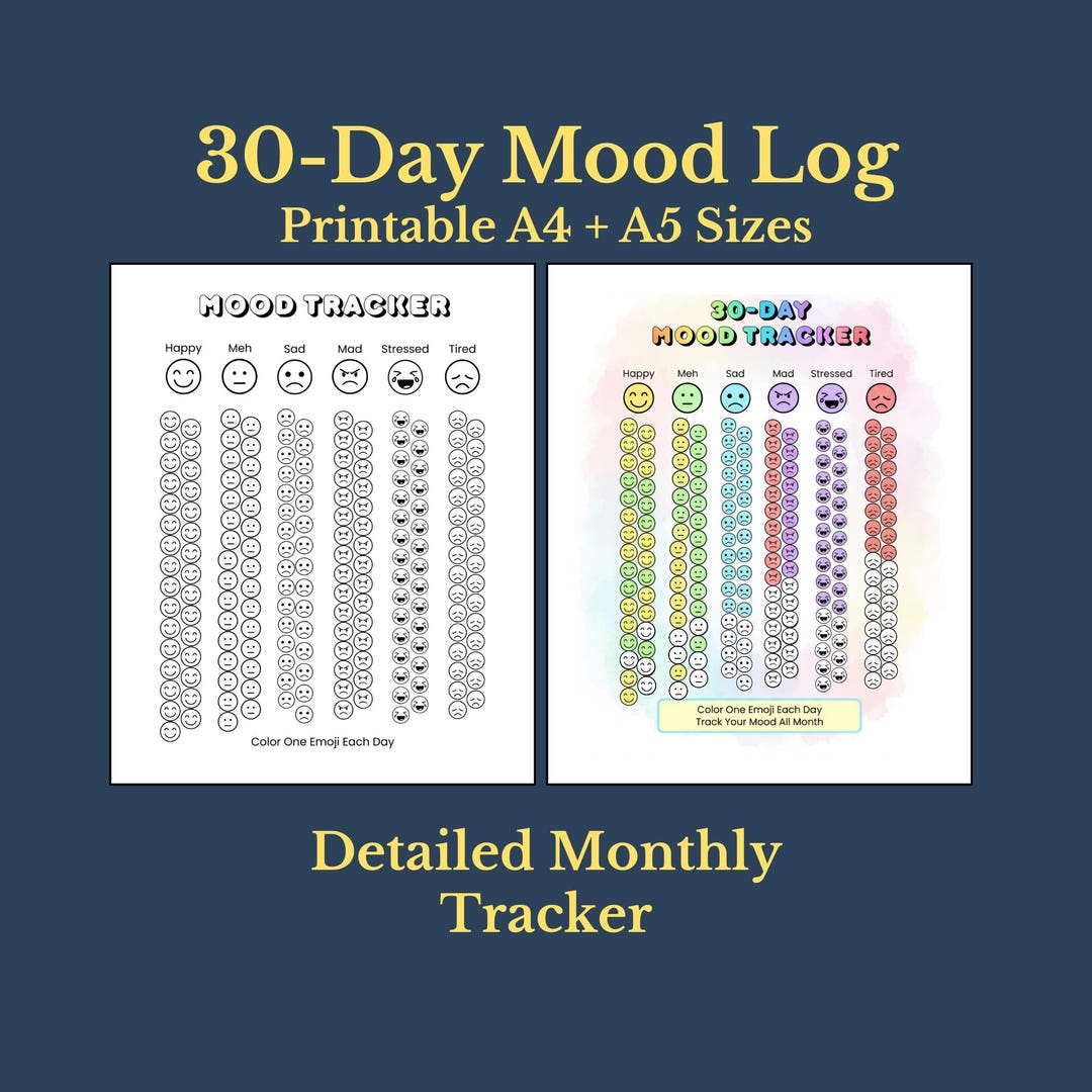 Emoji Mood Tracker - PRINTABLE Journal Page - Mood Log - Daily Mood ...