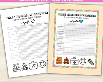 ADHD Planner - PRINTABLE Bare Minimum Tracker - Daily Habit Checklist - Survival Habit Tracker - Self Care Checklist - Letter + A5 PDF