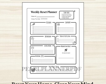 Weekly Cleaning Checklist - PRINTABLE Spring Cleaning Checklist - Cleaning Schedule - Weekly Planner - Guided + Blank - Letter + A5 PDF