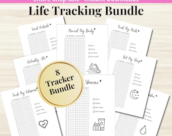 Skincare Tracker BUNDLE - PRINTABLE Self Care Habit Tracker - Daily Wellness Log - 8 Tracker Pages - Letter + A5 PDF