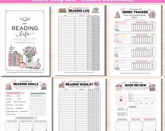 Book Tracker Bundle - PRINTABLE Reading Journal Pages - Reading Log - Book Review Journal - Series Tracker - Letter + A5 PDF