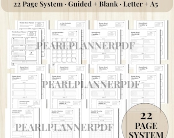 Cleaning Planner BUNDLE - PRINTABLE Cleaning Schedule - Declutter Planner - Spring Cleaning Checklist - Guided + Blank - Letter + A5 PDF