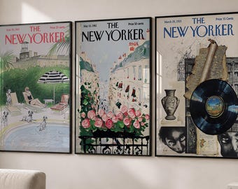 Vintage Editorial Illustration Prints 3 – Magazine Cover Poster Set 1925 1965 1982 | Digital Download