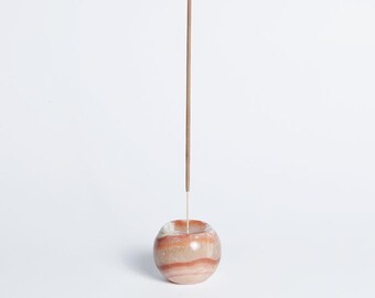 Gemstone sphere incense holder - Onyx Crema