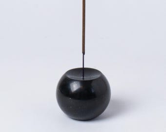 Gemstone sphere incense holder Black Onyx