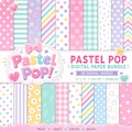 Pastel Patterns Digital Paper Bundle, Hearts, Dots, Stripes, Seamless Scrapbook Paper (Download) product logo