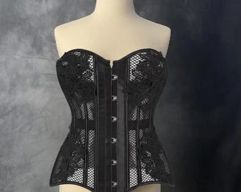 Black Corset,Adjustable Polyester Bustier with Steel Boning for Support, Corset  Birthday Corset, Anniversary Corset, Gift, Gift for Her