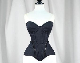Sculpty & Support Black Corset, Lace-Up Waist Shaping Bustier