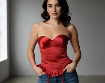 Red Corset Top: Claret Bustier Outerwear, Waist Trainer