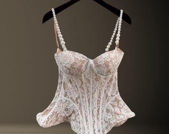 Pearl Strap Lace Camisole Set, Elegant Two Piece Outfit Women, Lace Top and Tailored Pants, Chic Evening Wear, Minimalist Fashion Set
