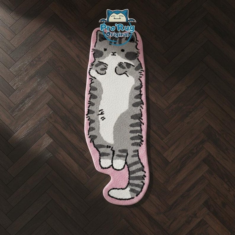 Long Cat Shaped Runner Rug – Thin Kawaii Kitty Floor Mat - Etsy
