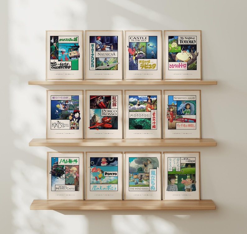 Studio Ghibli Posters, Set of 12, Directed by Hayao Miyazaki image 1