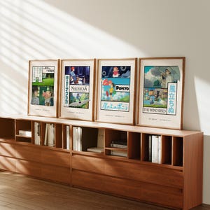 Studio Ghibli-posters, set van 4, Boy and the Heron, Nausicaä, Ponyo, Wind Rises afbeelding 1