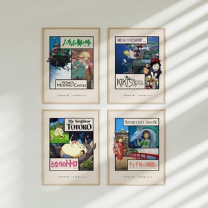Studio Ghibli-posters, set om 4, Howl's, Kiki's, Totoro, Spirited Away bild 2