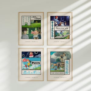 Studio Ghibli-posters, set van 4, Boy and the Heron, Nausicaä, Ponyo, Wind Rises afbeelding 2