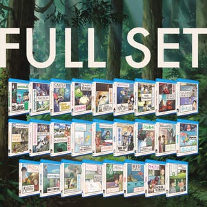 May include: A collection of Blu-ray discs with colorful artwork and Japanese text, arranged in rows. The text "FULL SET" is displayed in large white letters above the discs. The background features a lush green forest.
