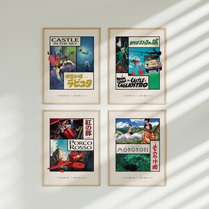 Studio Ghibli Posters, Set of 4, Castle in the Sky, Cagliostro, Porco, Mononoke image 2