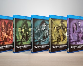 Pirates of the Caribbean Series Custom Replacement Blu-ray Covers w/ Case (NO DISC)