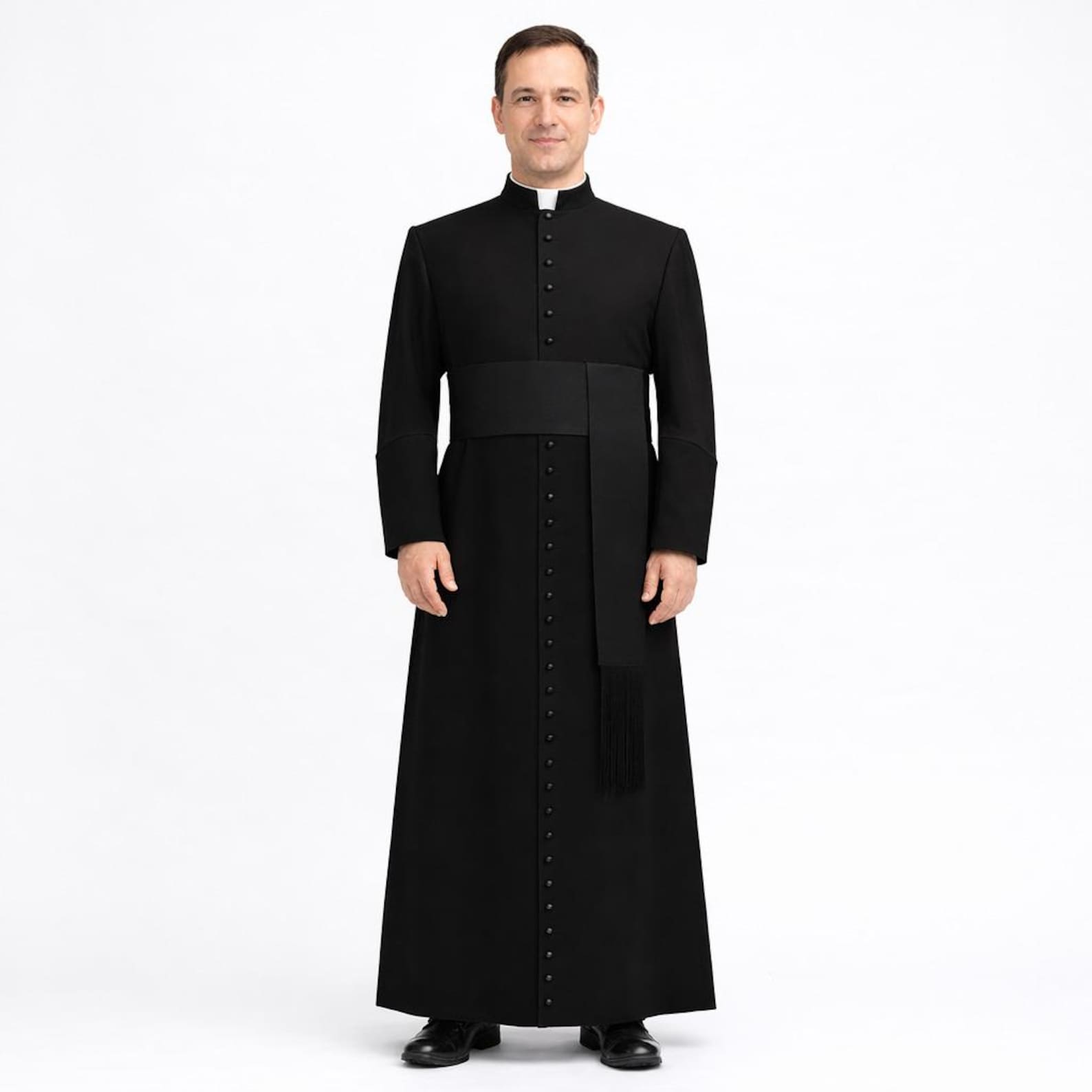 Black Roman Cassock Soutane | Custom Clergy Robe With Cinctur Priest ...