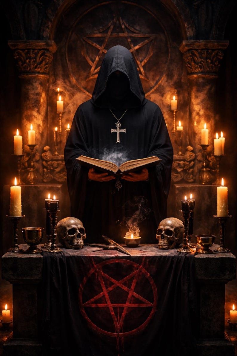 Black Tau Hooded Ritual Robe – Neophyte, Crone, Ceremonial Garment ...