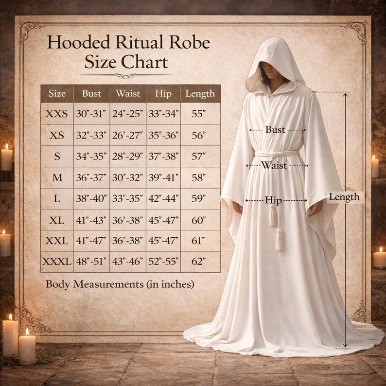 Wikka Robe White Hooded Ritual Robe | Minimalist Ceremony Cloak, Wicca Thelema ...