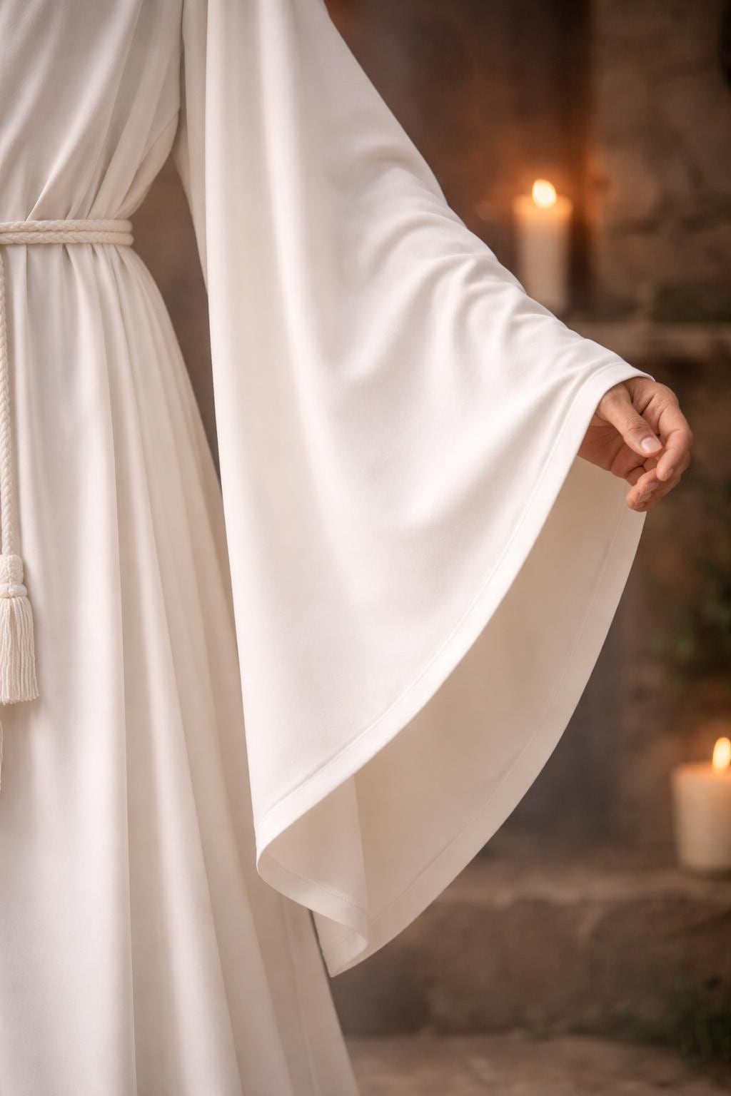 Satanic White Robe White Hooded Ritual Robe | Minimalist Ceremony Cloak, Wicca Thelema ...