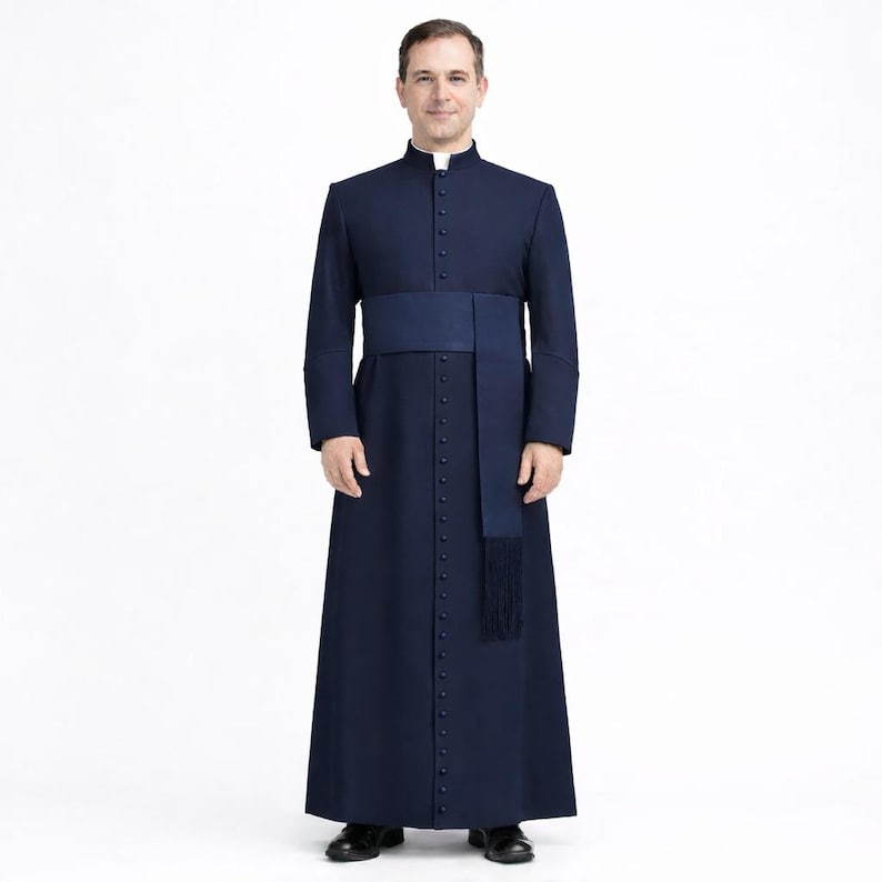 Roman Robi Black Roman Cassock Soutane | Custom Clergy Robe With Cinctur Priest ...