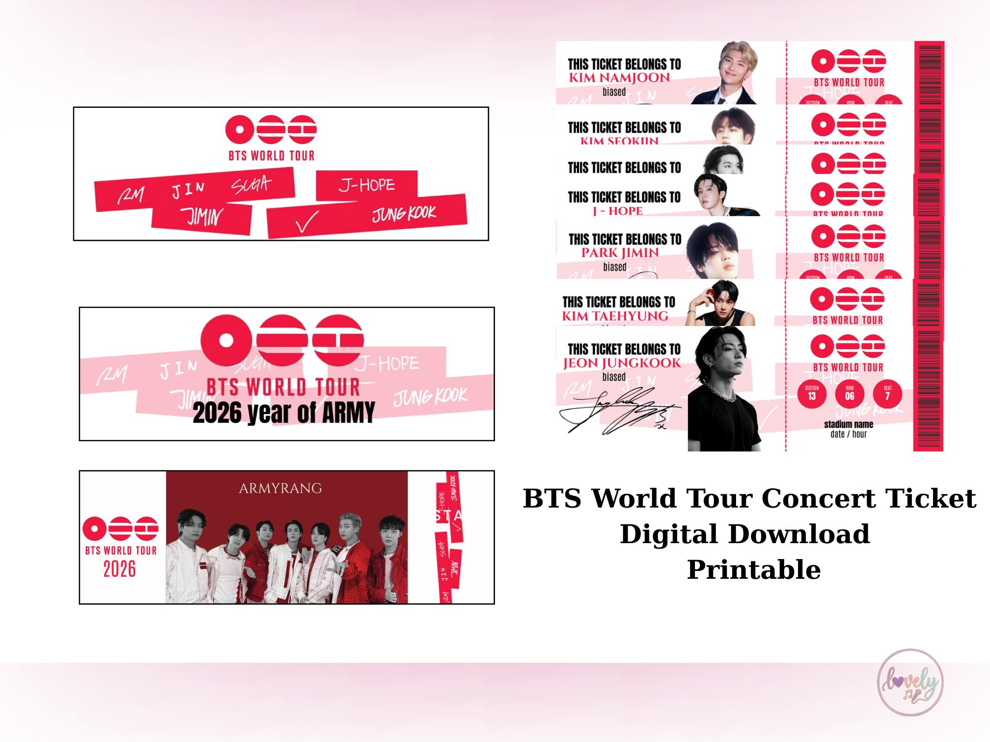 BTS World Tour Concert Ticket Printable | Editable & Instant