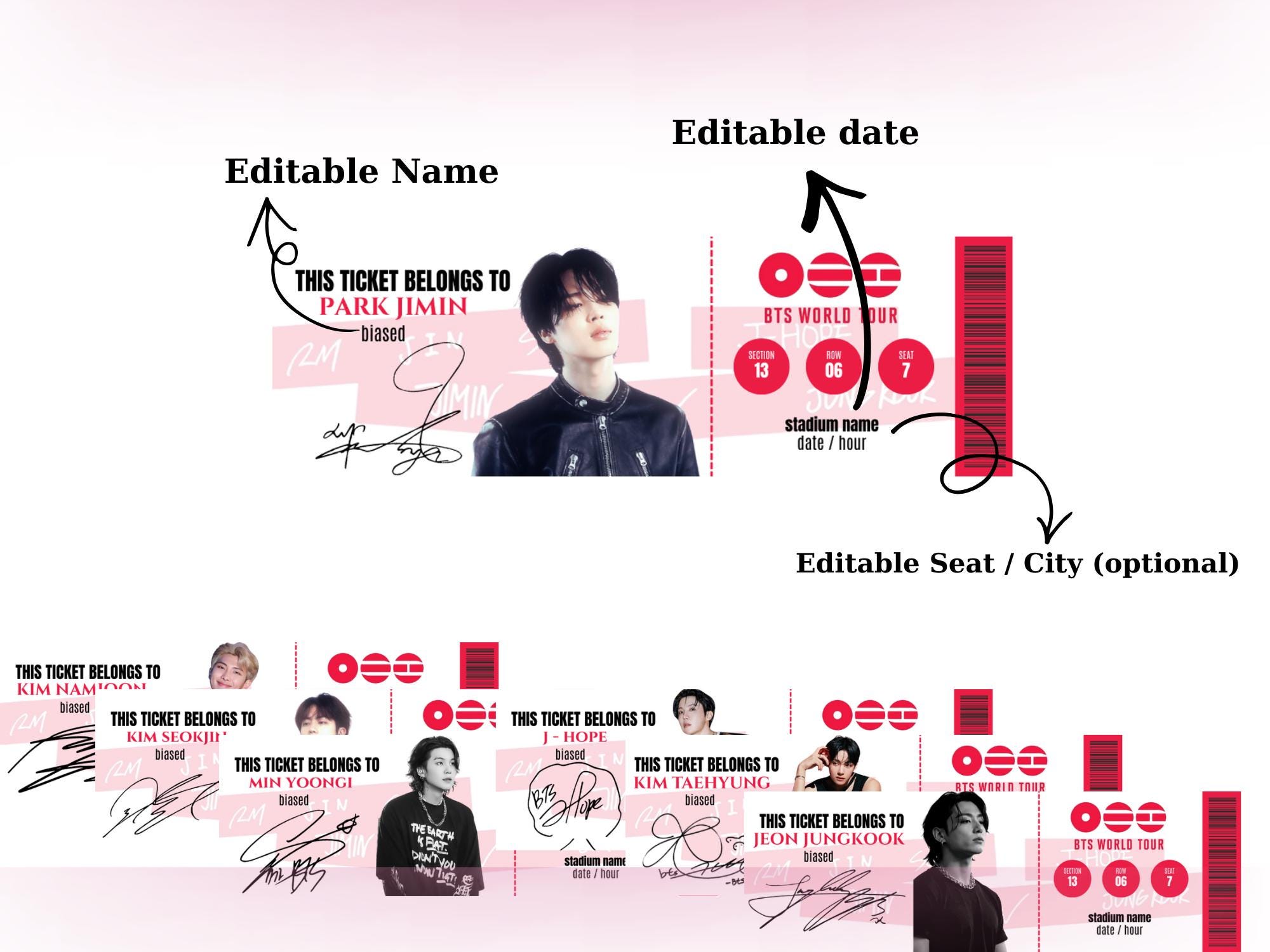 BTS World Tour Concert Ticket Printable | Editable & Instant