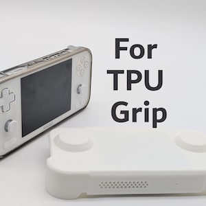 May include: A handheld gaming console with a white face and a translucent gray protective case, positioned next to a separate white TPU grip accessory. The text "For TPU Grip" is printed in black on the right side of the image.