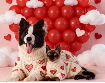 Retrato personalizado de mascota para San Valentín - Sesión de fotos virtual - (Descarga digital) Conjunto de 4 fotos
