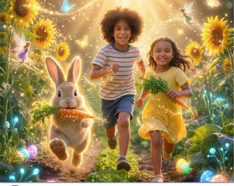 Retrato infantil de un conejito de Pascua mágico: sesión de fotos de primavera personalizada (descarga digital) (4 fotos)