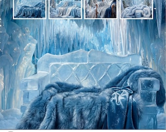 Paquete de fondos de Frozen Winter Wonderland • Composición fotográfica de Ice Palace (descarga digital)